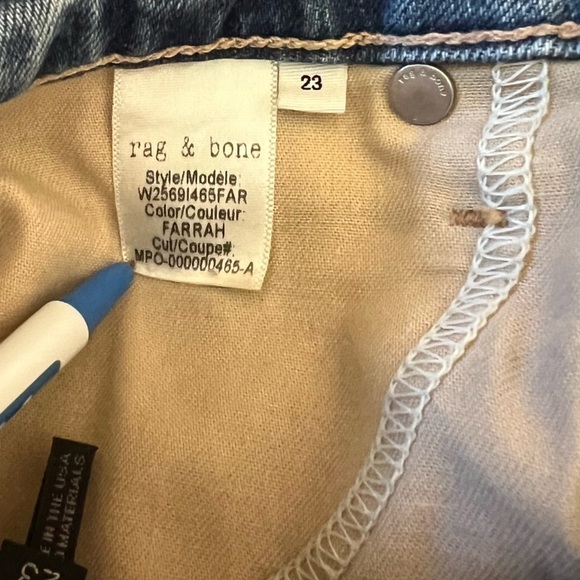 rag & bone Ankle Cigarette Jeans Farrah Wash Size 23 - Picture 10 of 13